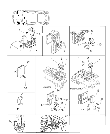 1998 Chrysler Sebring Relays - Sensors - Control Units Diagram 2