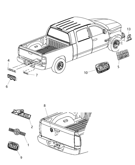 2012 Ram 3500 Nameplate Diagram for 55372159AB