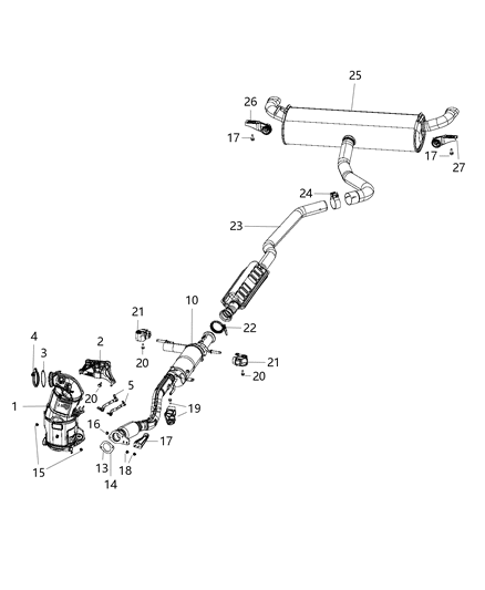 2019 Jeep Cherokee Clamp-Exhaust Diagram for 68434100AA