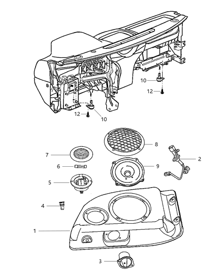 2003 Jeep Wrangler Housing-Speaker Diagram for 5HU98DX9AC