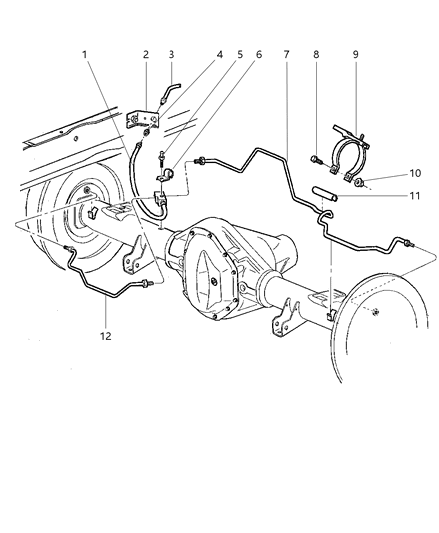 1998 Dodge Ram 3500 Quad & Club Cab Lines & Hoses, Brake, Rear Diagram
