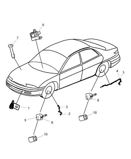 2003 Dodge Intrepid Sensors - Body Diagram