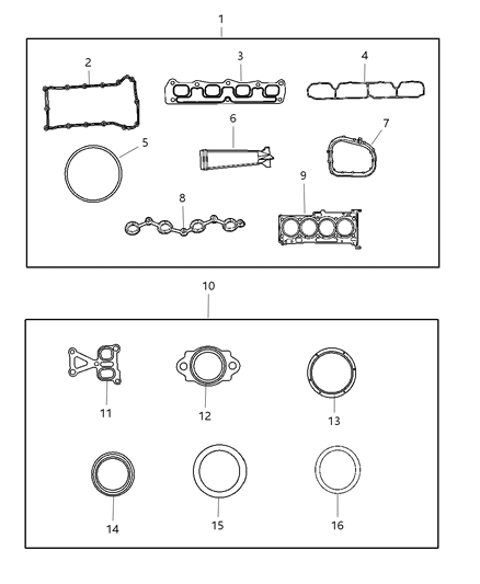2009 Chrysler Sebring Engine Gasket Kits Diagram 3