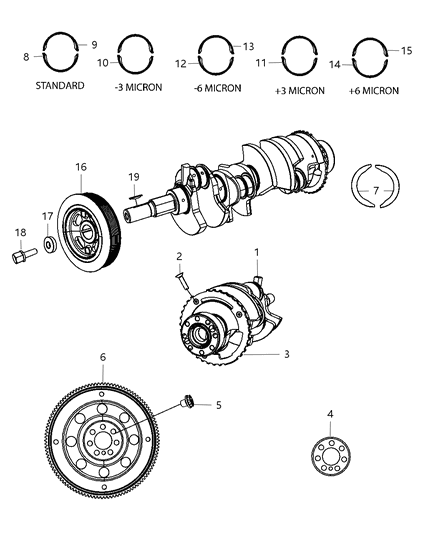 2011 Dodge Avenger Crankshaft , Crankshaft Bearings , Damper And Flywheel Diagram 3