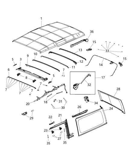 2020 Jeep Wrangler Convertible Top Diagram 1