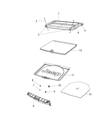 2016 Jeep Renegade Strap-Cargo Area Cover Diagram for 68263113AA