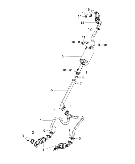 2021 Ram 1500 Exhaust Catalytic Converter Diagram for 68268206AA