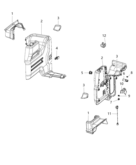 2018 Jeep Wrangler Panel-Quarter Inner Lower Diagram for 6LU89TX7AF