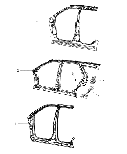 2016 Dodge Durango Panel-Body Side Aperture Inner Diagram for 68085194AF