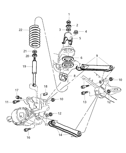 2002 Dodge Ram 3500 Upper And Lower Control Arms, Springs And Shocks - Front Diagram 2