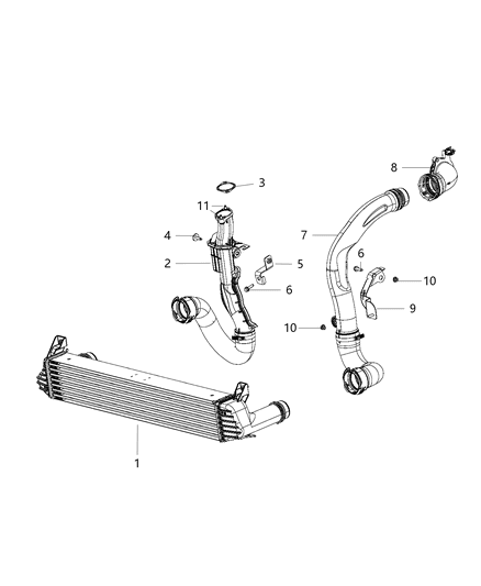 2017 Jeep Cherokee Charge Air Cooler Duct Diagram for 68228958AE