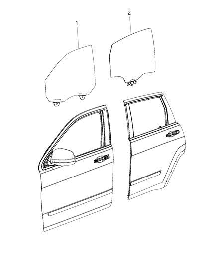 2016 Chrysler 200 Glass, Door Front & Rear Diagram