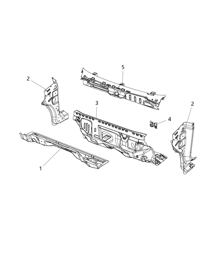 2015 Ram ProMaster City REINFMNT-COWL Side Diagram for 68259247AA