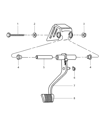 2003 Dodge Ram Van Sleeve-Pedal Shaft Diagram for 52009766AB