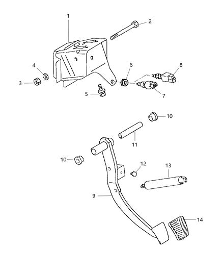 1999 Chrysler Sebring Coupe Brake Pedals Diagram 2