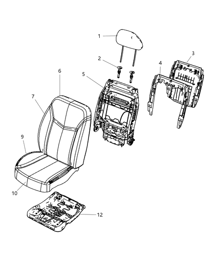 2008 Chrysler Sebring Front Seat Cushion Cover Diagram for 1FK671D5AA