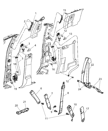 2006 Dodge Ram 3500 Rear Outer Seat Belt Diagram for 5JY421D5AB