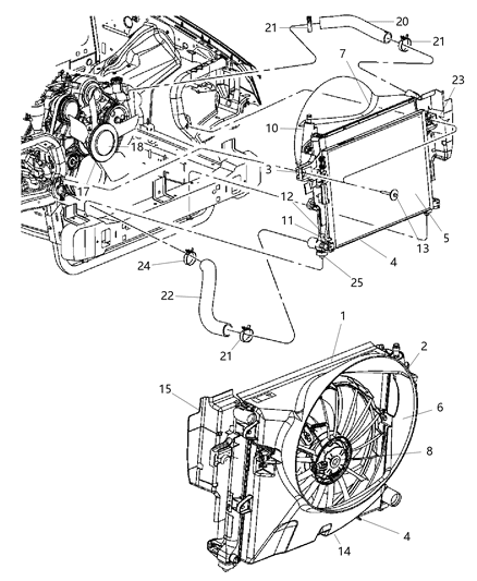 2007 Jeep Commander Radiator Engine Cooling Diagram for 55116849AB