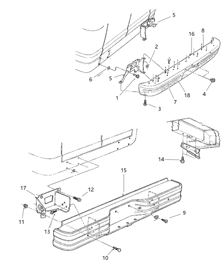 2001 Dodge Ram Van Bumper, Rear Diagram