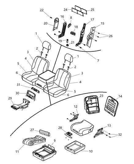 2010 Dodge Ram 3500 Pickup Front Seat - Split Seat Diagram 1