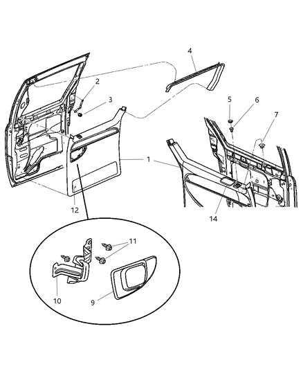 2003 Dodge Caravan Panel-Sliding Door Trim Diagram for WL911T5AC