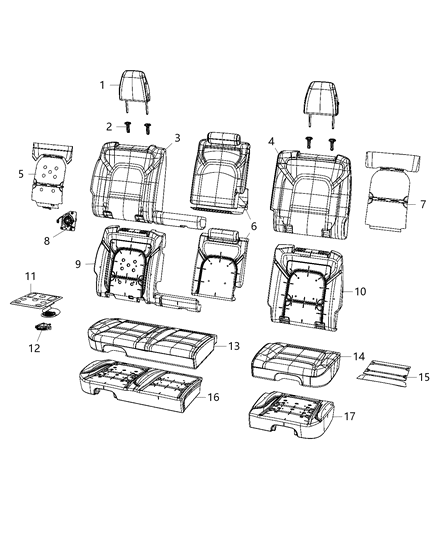 2021 Ram 1500 Seat Cushion Foam Diagram for 68299895AE