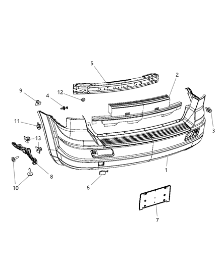 2009 Dodge Journey Rear Bumper Cover Diagram for 68034462AC