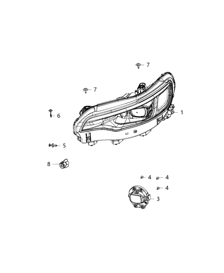 2019 Jeep Cherokee Lamps, Front Diagram