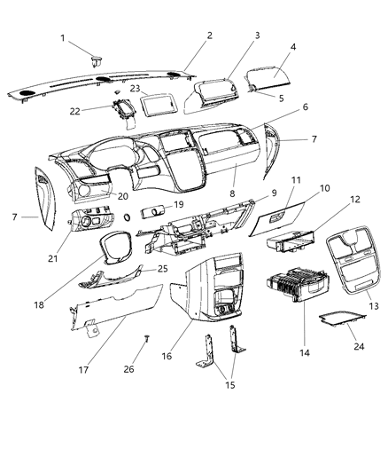 2018 Dodge Grand Caravan Instrument Panel Trim Diagram