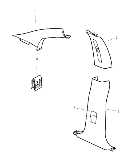 1999 Chrysler LHS Molding - A And B Pillar Diagram