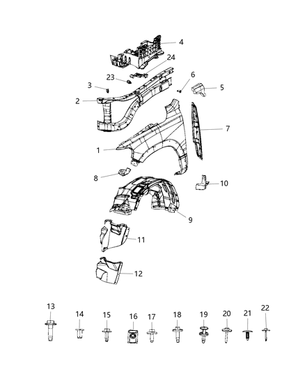 2021 Ram 1500 Bracket-Fender Mounting Front Diagram for 68276710AA