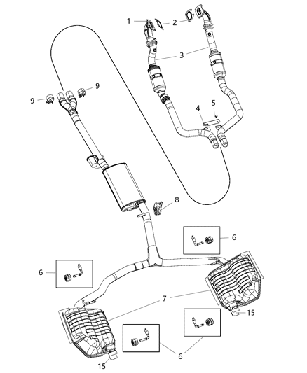 2015 Chrysler 300 Exhaust Muffler And Tailpipe Diagram for 68227346AC