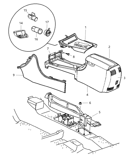 2001 Chrysler Concorde Console, Floor Diagram 2