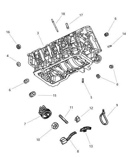 2002 Jeep Grand Cherokee Engine-Long Block Diagram for R2847424AB