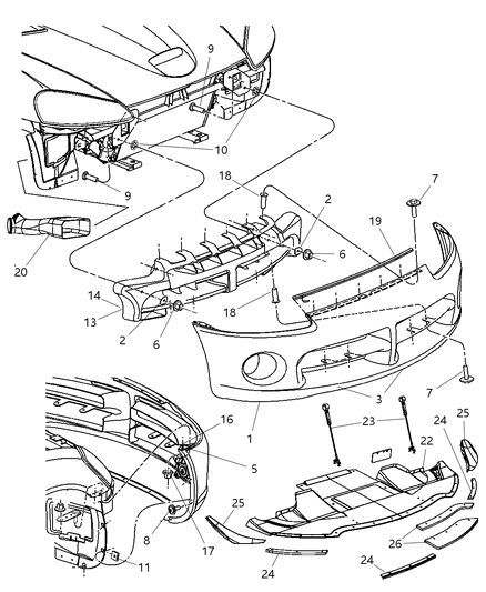 2010 Dodge Viper Fascia, Front Diagram