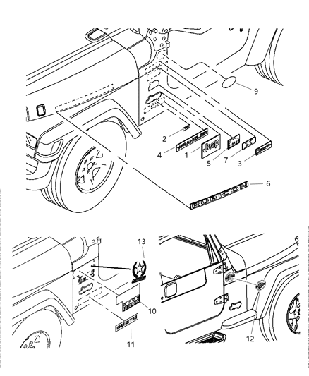 2005 Jeep Wrangler Decal-BODYSIDE Diagram for 5FC84BWNAB