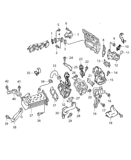 2012 Jeep Compass Egr Adapter Timing Cover To Adapter Gasket Diagram for 68089615AA