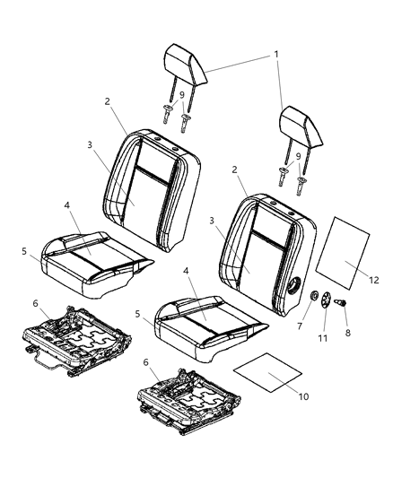 2009 Dodge Ram 2500 Front Seat Back Cover Diagram for 1ML661D5AA