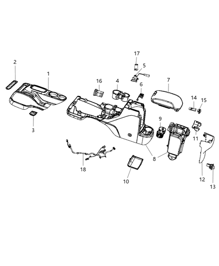 2014 Jeep Wrangler Armrest-Center Console Storage Diagram for 68089579AC