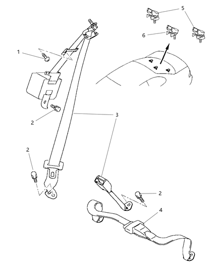 2000 Dodge Avenger Rear Seat Belt Diagram