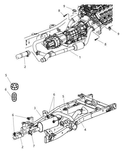 2008 Dodge Ram 3500 Exhaust Tailpipe Diagram for 52121380AD