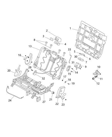 2018 Ram ProMaster City Rear Seat Frame, Adjusters, Recliners, Shields And Riser 60% Side Diagram