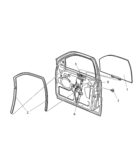 2001 Jeep Grand Cherokee Door, Front Glass & Regulators Diagram