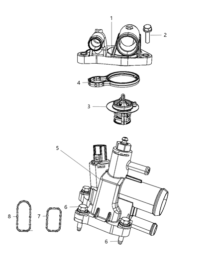 2010 Dodge Journey Thermostat & Related Parts Diagram 3