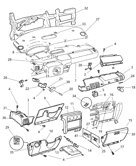 1998 Dodge Neon REINFMNT-Instrument Panel Comp Diagram for 5291202