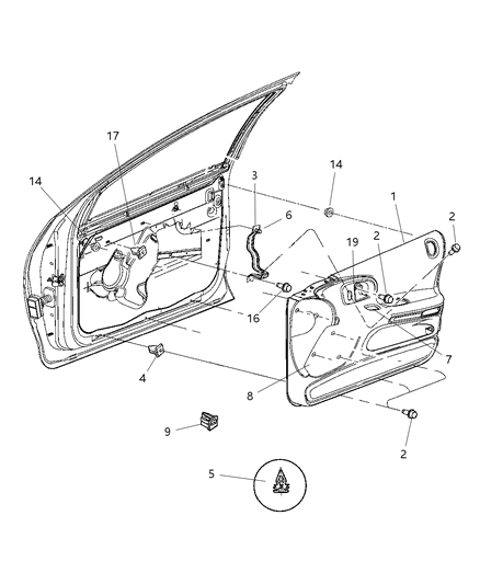 2003 Chrysler Concorde Door Panels - Front Diagram