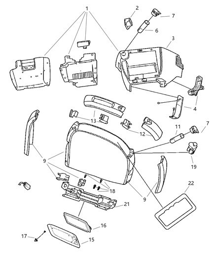 2002 Chrysler Town & Country Consoles Floor And Instrument Panel Diagram