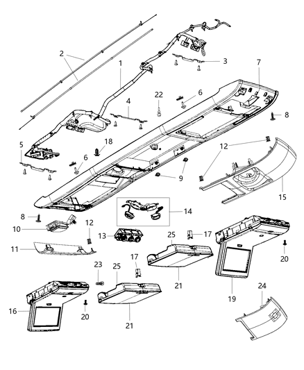 2019 Dodge Grand Caravan Overhead Console Diagram 1