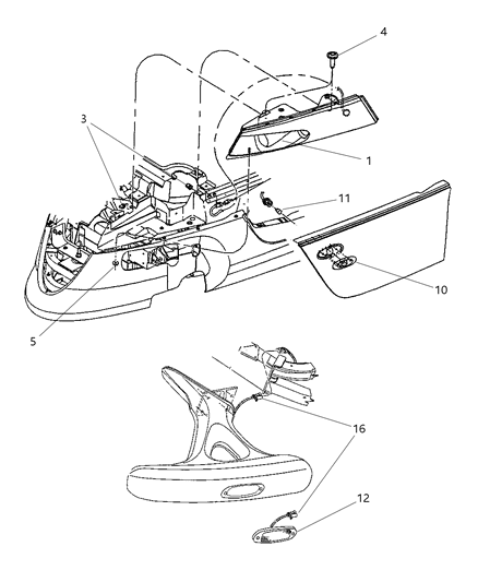 2002 Chrysler Prowler Lamps, Front Diagram