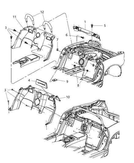 2008 Dodge Viper Quarter Trim Panel Diagram